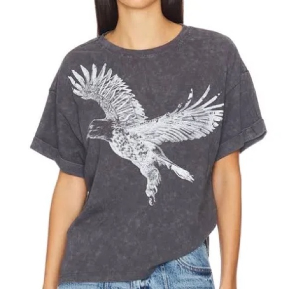AllSaints Flight Briar Charcoal Acid Wash Gray Tee